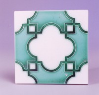 藏品(綠白幾何紋磁磚)的圖片