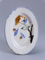 藏品(彩繪花鳥盤(長圓形))的圖片