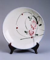 藏品(青底彩繪花卉盤（大）)的圖片