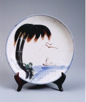 藏品(彩繪雙椰樹盤（大）)的圖片