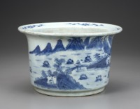 藏品(青花山水花盆)的圖片