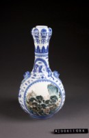 藏品(青花獅耳蒜頭瓶)的圖片
