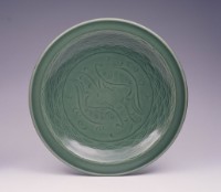 藏品(仿元 油清釉 劃雙魚文盤)的圖片