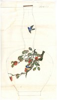 藏品(柿枝雙雀葫蘆瓶圖稿)的圖片