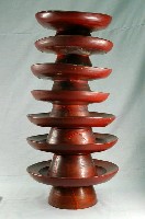 藏品(「李維驥」木胎光亮紅色漆相間高腳供盤組—七個一組)的圖片