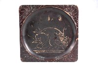 藏品(木胎棕色漆參拜日光山睡貓紀念方盤)的圖片