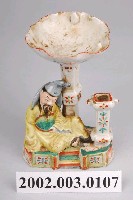 藏品(五彩士人立柱油燈)的圖片