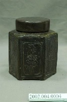藏品(深褐釉雕花六角茶葉甕)的圖片