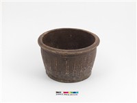 藏品(素燒褐紅方框線紋陶盆)的圖片