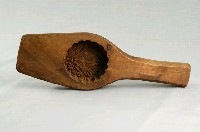 藏品(酒瓶形單面雕圓形桃花紋帶柄餅印)的圖片