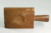 藏品(長方形四面雕龜桃連錢魚紋帶柄粿印)的圖片