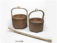 藏品(三角編紋竹編點心籃組)的圖片