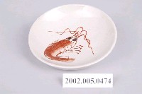 藏品(印繪白瓷紅蝦圓碟)的圖片