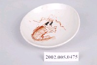 藏品(印繪白瓷紅蝦圓碟)的圖片
