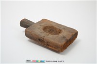 藏品(長方形四面雕龜桃連錢魚紋帶柄粿印)的圖片