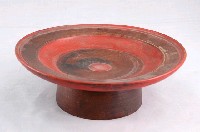 藏品(木胎紅色棕色漆相間高腳供盤)的圖片