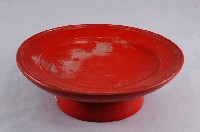 藏品(木胎朱紅色亮漆高腳供盤)的圖片