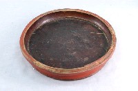 藏品(永盛春記竹製紅色棕色漆相間圓形供果盤)的圖片