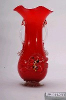 藏品(紅白雙色牡丹玻璃花瓶)的圖片