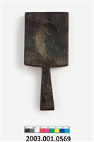 藏品(長方形雙面雕龜桃紋帶柄粿印)的圖片