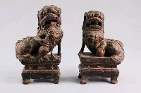 藏品(木雕對獅)的圖片