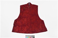 藏品(赭紅絲質緹花大襟立領男背心)的圖片