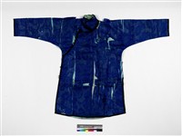 藏品(寶藍絲質緹花大襟女衫)的圖片