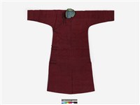 藏品(磚紅絲質團花立領大襟男長袍)的圖片