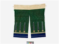 藏品(深綠絲質緹花劍帶條紋飾邊開襠女褲)的圖片