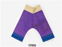 藏品(紫色絲質菱格織紋條紋飾邊合襠女褲)的圖片