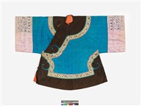 藏品(水藍絲質緹花大襟鑲緄女衫)的圖片