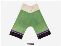 藏品(綠色絲質緹花織帶飾邊合襠女褲)的圖片