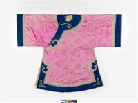 藏品(粉紅絲質緹花大襟鑲緄女衫)的圖片