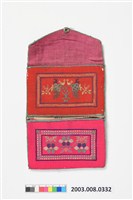 藏品(花鳥幾何紋十字繡兩摺褡褳荷包)的圖片