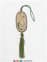 藏品(藍白雙面繡花鳥詩文眼鏡袋)的圖片