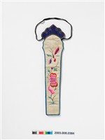 藏品(白綢地繡花蝶詩文扇袋)的圖片