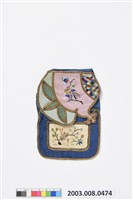 藏品(藍地禽鳥紋石榴形雙口袋褡褳荷包)的圖片
