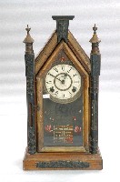 藏品(彩繪雙喜木雕座鐘)的圖片