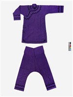 藏品(紫色絲質大襟鑲緄女衫褲)的圖片
