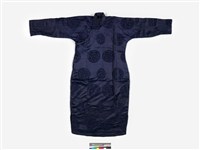 藏品(黑絲質團花大襟長袖女旗袍)的圖片