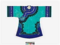 藏品(水藍絲質緹花大襟鑲緄女衫)的圖片