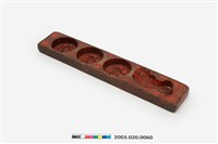 藏品(朱漆長條板單面雕三枚銀圓與魚紋形糕印)的圖片