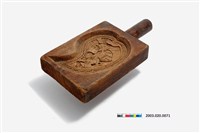 藏品(長方形單面雕桃形壽仙紋帶柄粿印)的圖片