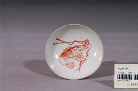 藏品(印繪白瓷紅蝦圓碟)的圖片