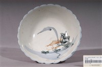 藏品(彩繪山水景緻花形碗)的圖片