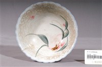 藏品(白釉藍邊紅花綠葉彩繪紋瓷碗)的圖片