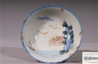 藏品(青花紅釉彩風景花口碗)的圖片