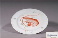 藏品(印繪紅蝦折沿淺圓盤)的圖片