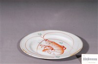藏品(印繪紅蝦折沿淺圓盤)的圖片
