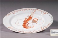 藏品(印繪紅蝦折沿淺橢圓盤)的圖片